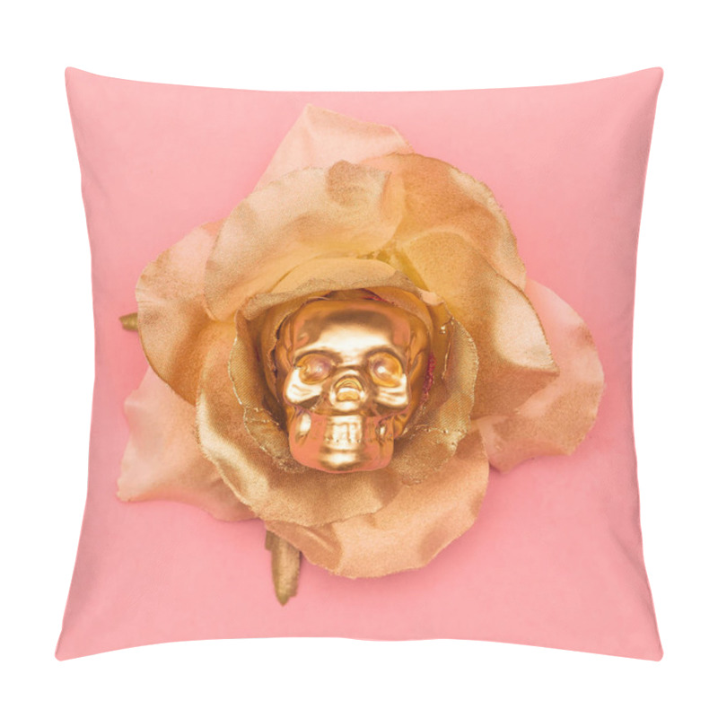 Personality  Fashion Skull And Rose. Flat Lay Minimal Art Pillow Covers