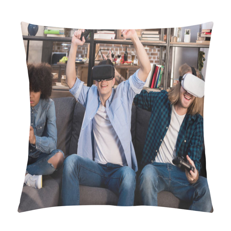 Personality  Friends Playing Video Game With Virtual Reality Headsets Pillow Covers