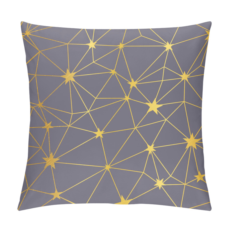 Personality  Gold Grey Stars Network Vector Seamless Pattern. Great For Space And Holiday Inspired Wallpaper, Backgrounds, Invitations, Packaging Design Projects. Surface Pattern Design. Pillow Covers