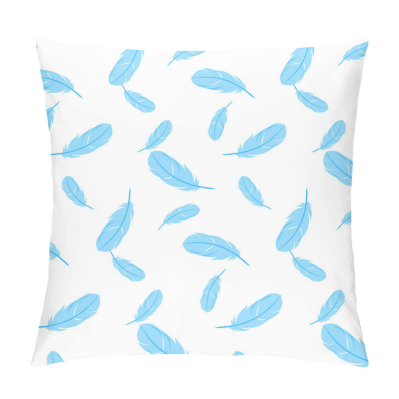 Personality  Blue Feathers On White Background. Vector Illustration Pillow Covers