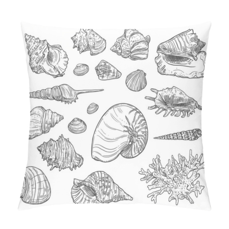 Personality  Corals And Seashells Isolated Sketches Pillow Covers