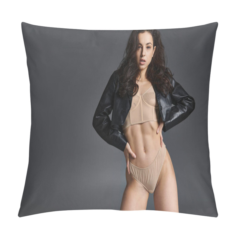 Personality  Young Woman Striking A Seductive Pose In A Bikini. Pillow Covers