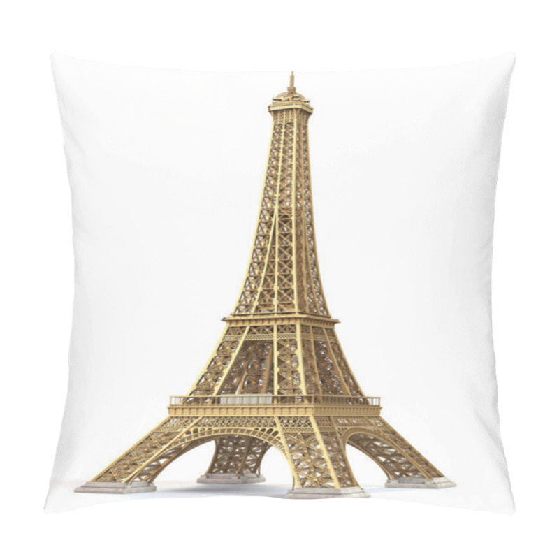 Personality  Eiffel Tower Golden Isolated On A White Background. 3d Illustration Pillow Covers