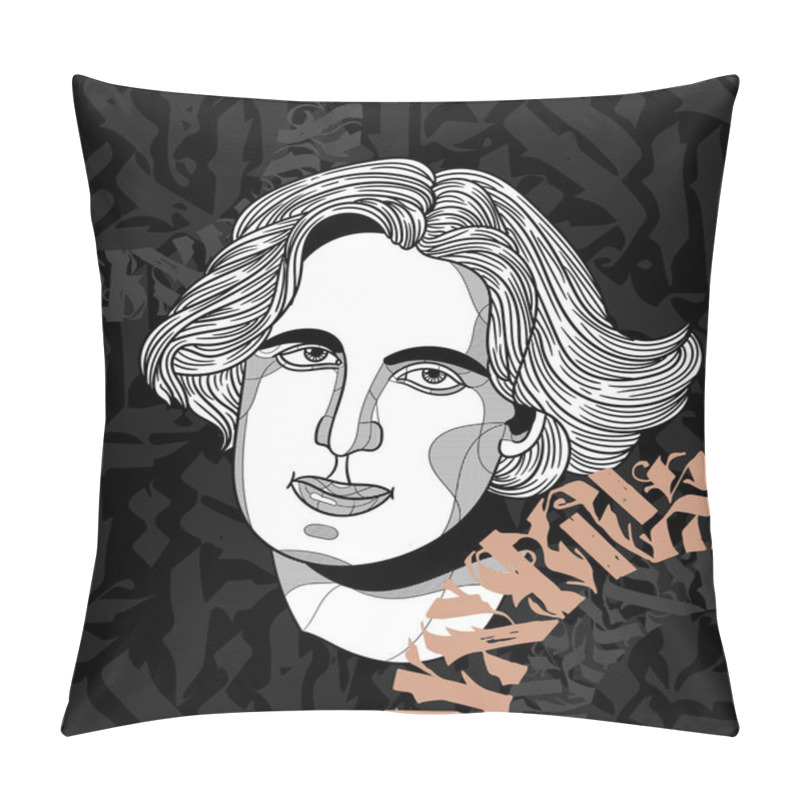 Personality  Vector Lines Classical Hand Drawn Illustration. Oscar Wilde  Pillow Covers