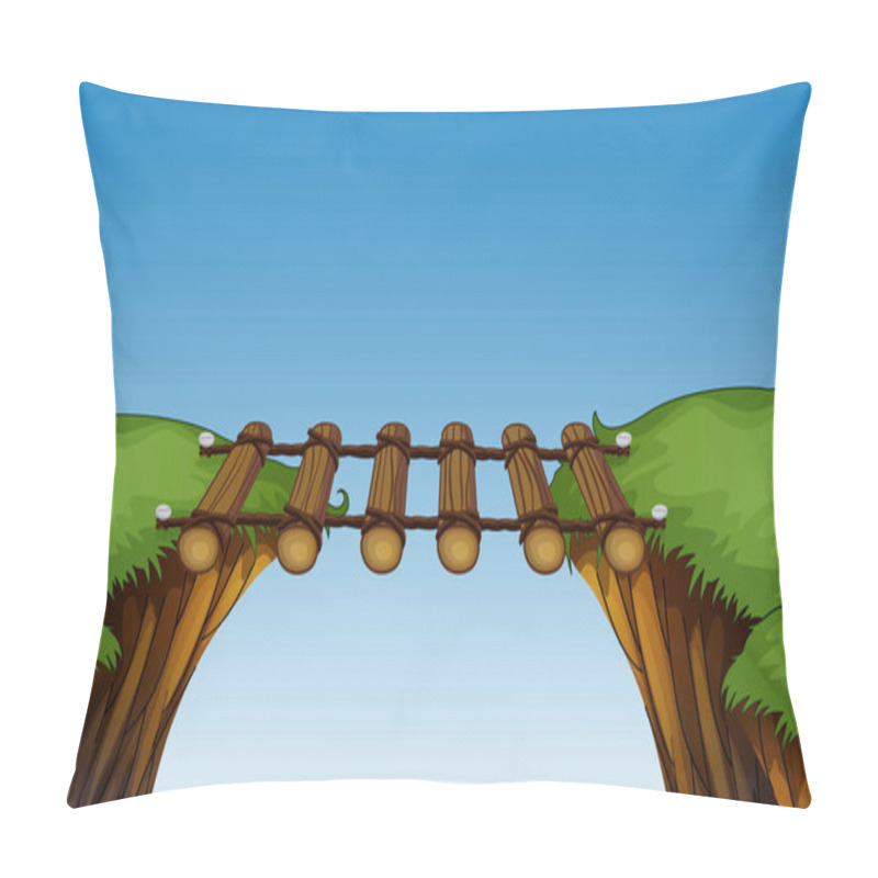 Personality  Wooden Bridge Between Cliffs Pillow Covers