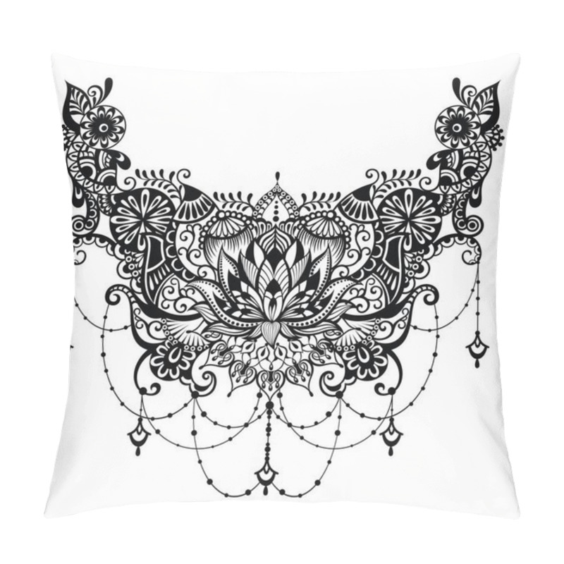 Personality  Lotus Tattoo With  Floral Ornaments Pillow Covers