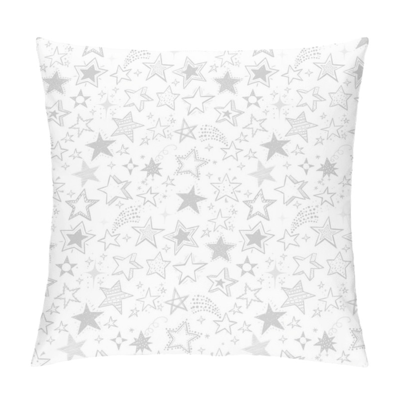 Personality  Seamless Pattern With Grey Stars On White Background Pillow Covers