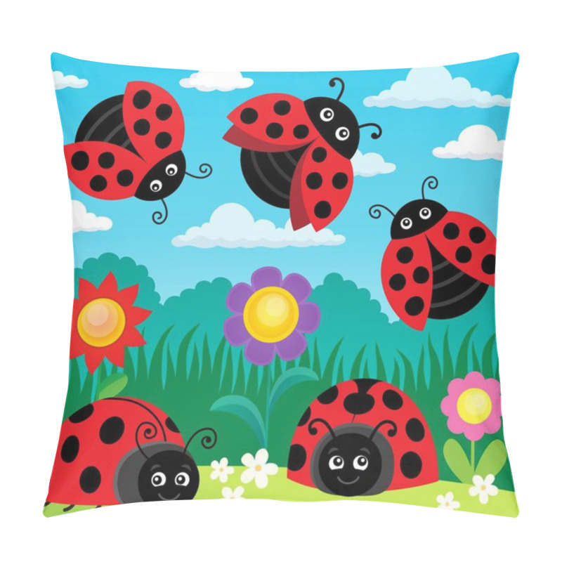 Personality  Stylized Ladybugs Theme Image 4 Pillow Covers