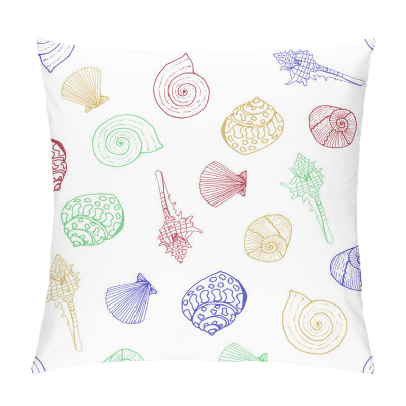 Personality  Vector Hand Drawn Pattern With Shells. Pillow Covers