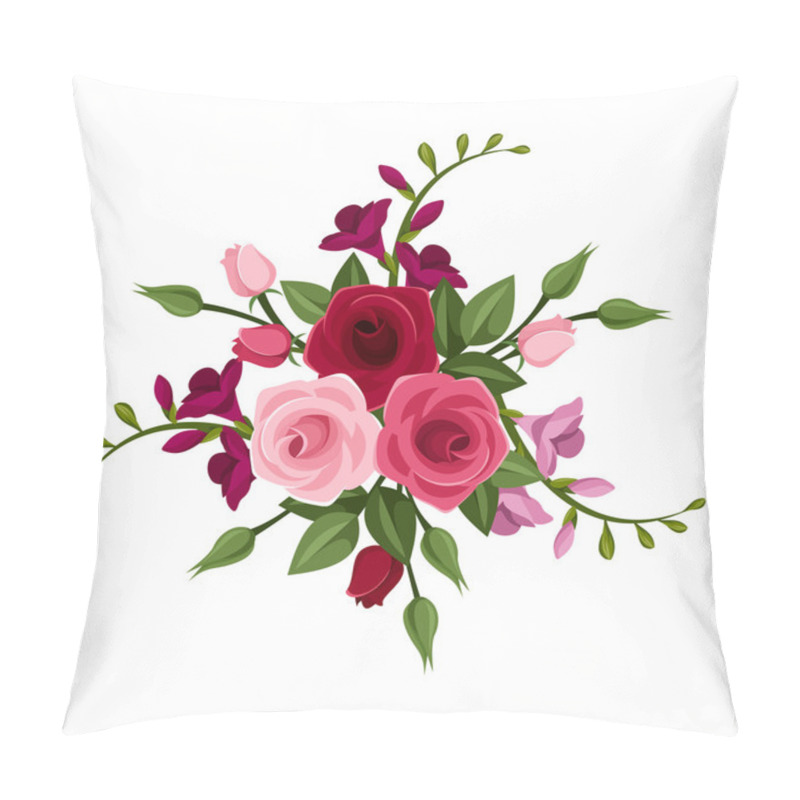 Personality  Roses And Freesia. Vector Illustration. Pillow Covers