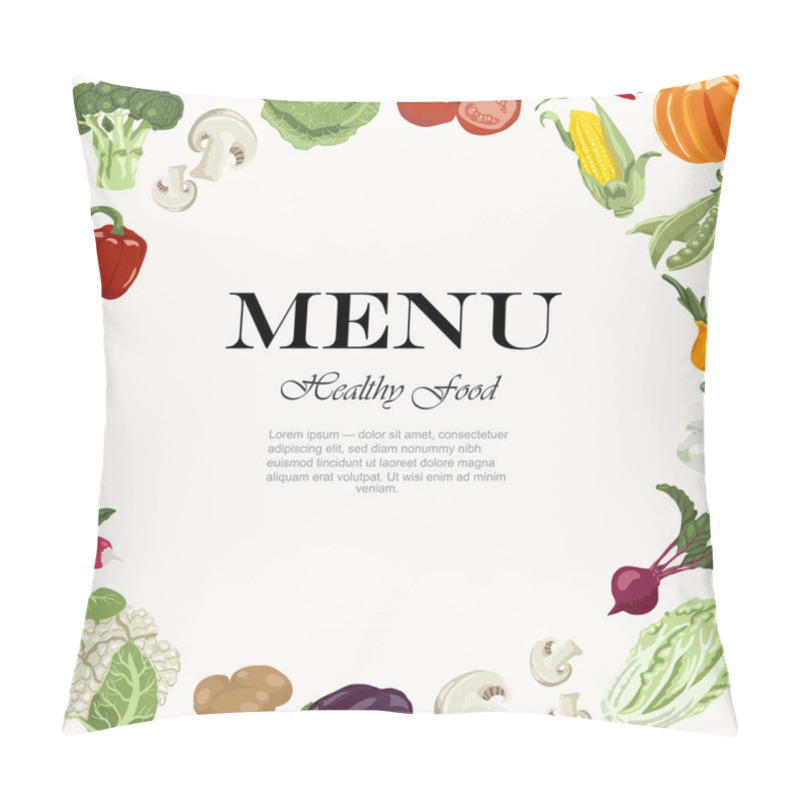 Personality  Vegetarian Meals Are Available. Vegetable Background With An Inscription In The Center Pillow Covers