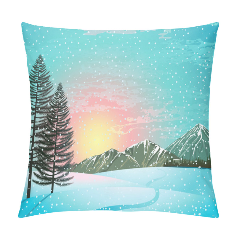 Personality  Sunset Winter Landscape Pillow Covers