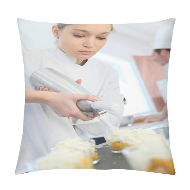 Personality  Pastry Cook Spreading Whipped Cream Pillow Covers