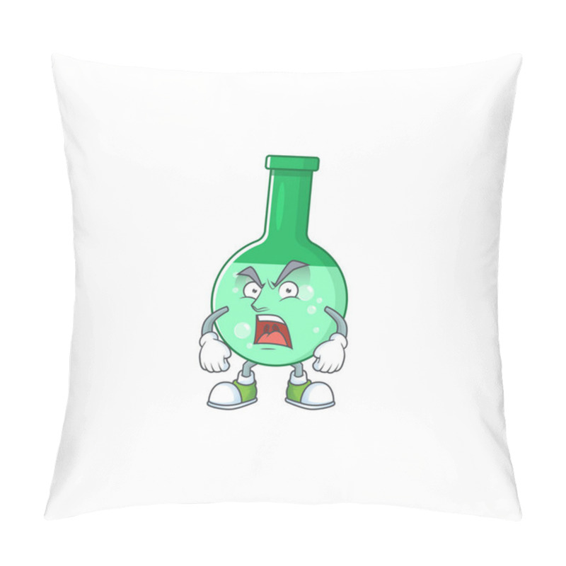 Personality  Green Chemical Bottle Cartoon Character Design With Mad Face Pillow Covers