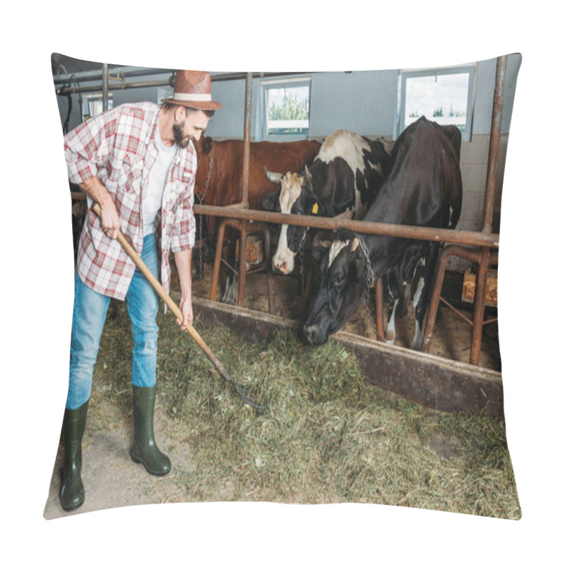 Personality  Man With Forks Feeding Cows  Pillow Covers