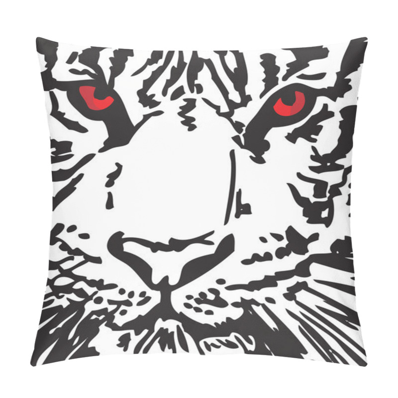 Personality  Sketch Of White Tiger. Vector Illustration Pillow Covers