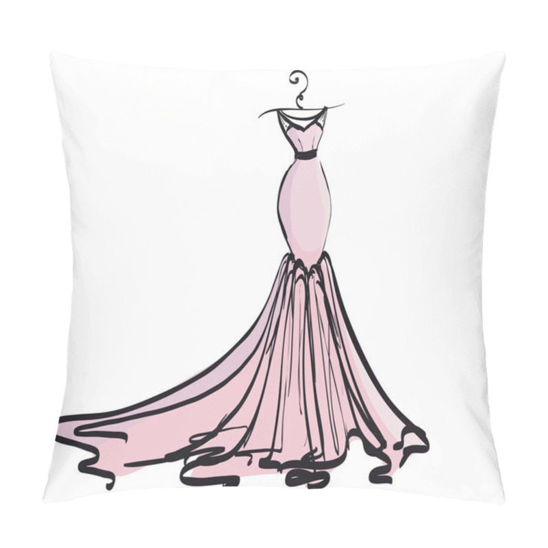 Personality  Design Of Wedding Dress Isolated On White Background, Vector, Illustration Pillow Covers