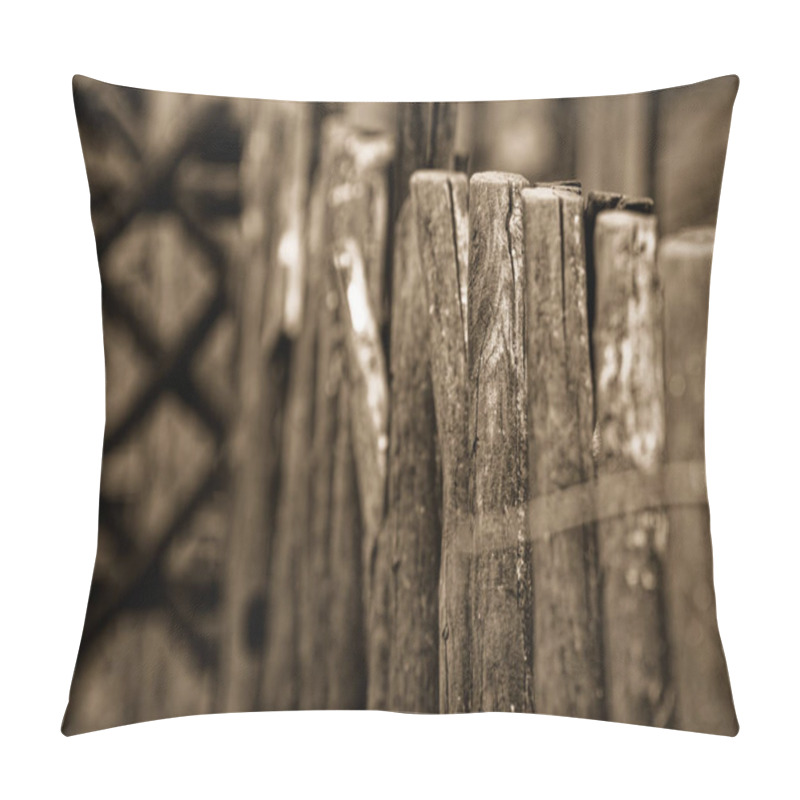 Personality  Medieval Wooden Stock, Old Wooden Fence Facade Pillow Covers