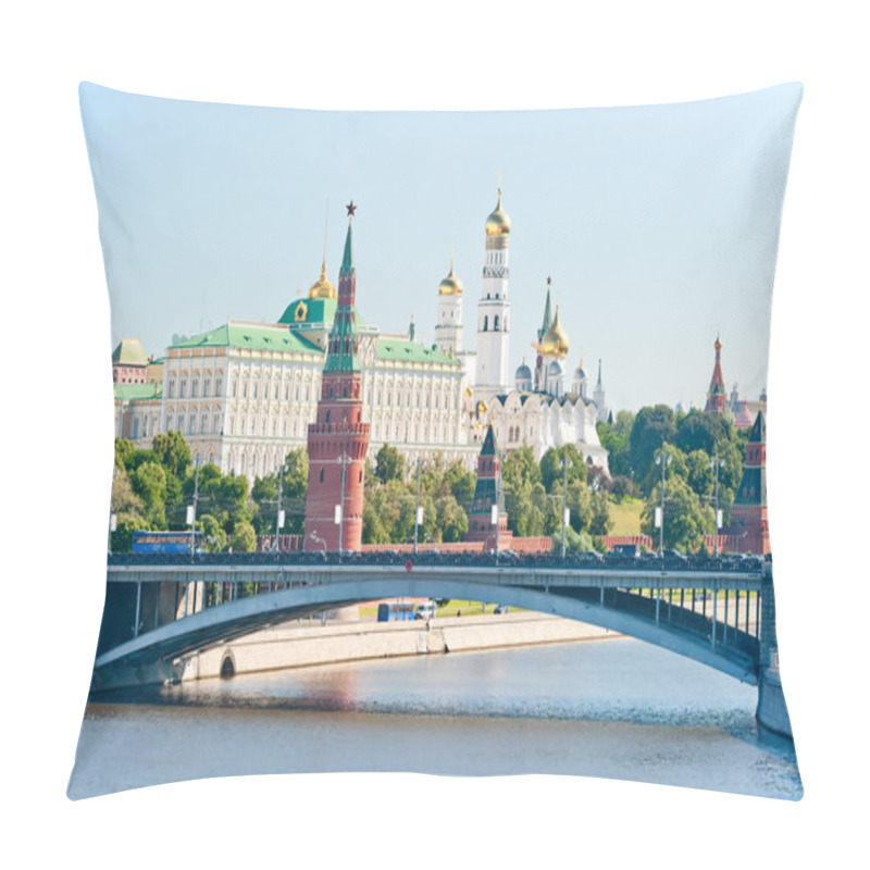 Personality  The Kremlin, Moscow, Bolshoy Stone Bridge, Vodovzvodnaya (Sviblova) Tower, The Kremlin Palace And Cathedrals Pillow Covers