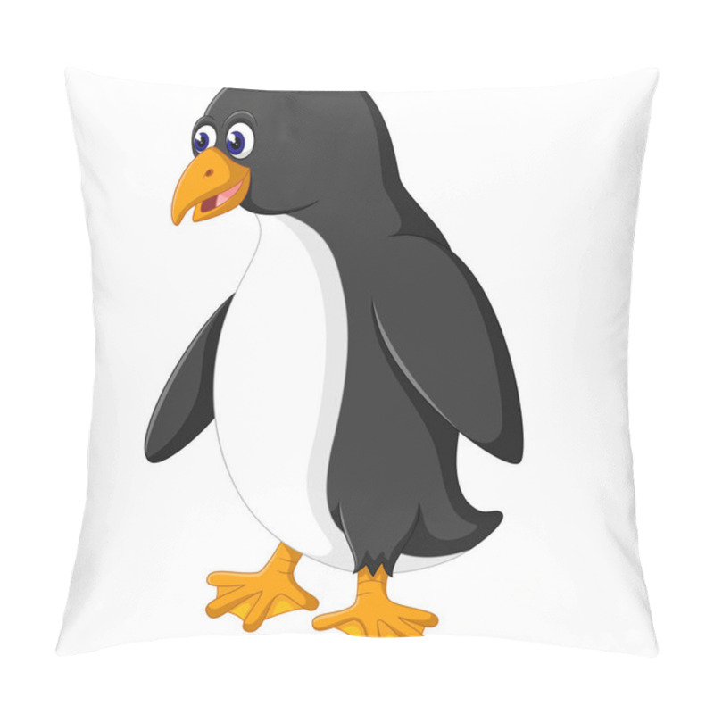 Personality  Illustration Of Cute Penguin Cartoon Waving Pillow Covers