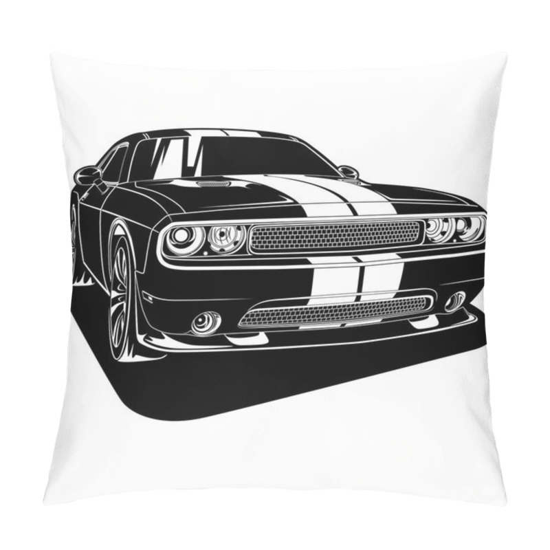 Personality  Black And White View Car Vector Illustration For Conceptual Design Pillow Covers