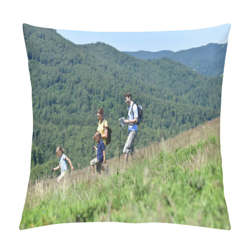 Personality  Family Of Four Hiking  Pillow Covers