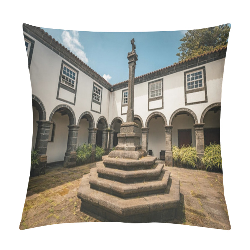 Personality  Internal Yard Of Pousada Do Pico Youth Hostel Made In The Old Monastery Building At Pico Island Azores, Portugal Pillow Covers