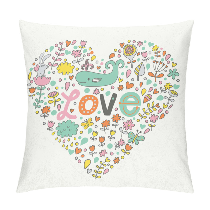 Personality  Romantic Heart Card With Animals Pillow Covers