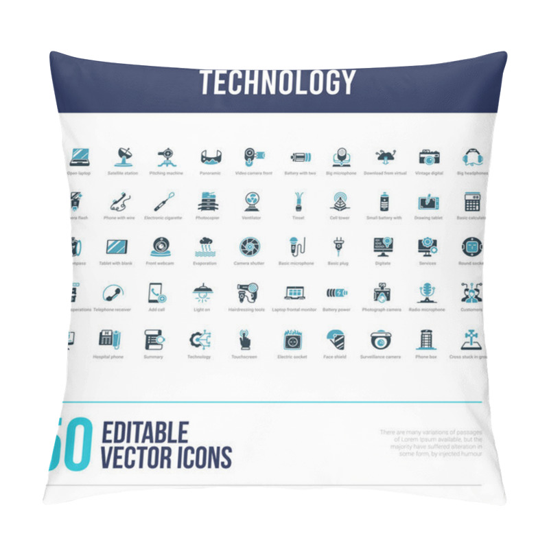 Personality  50 Technology Concept Filled Icons Pillow Covers