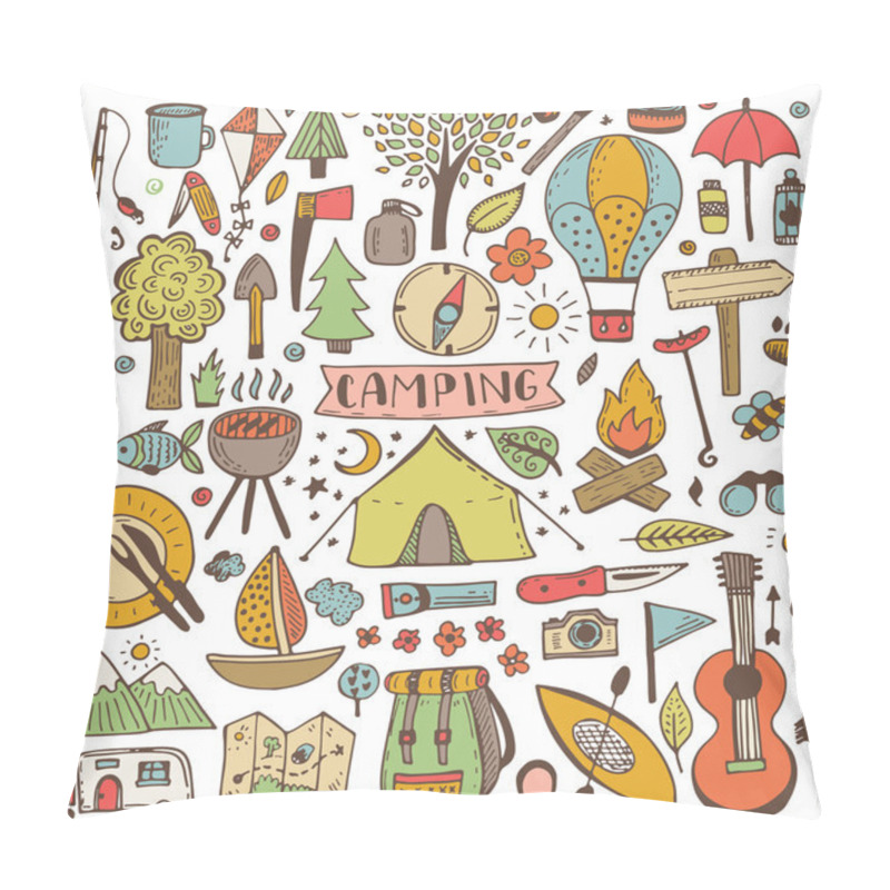 Personality  Camping Doodle Set Pillow Covers