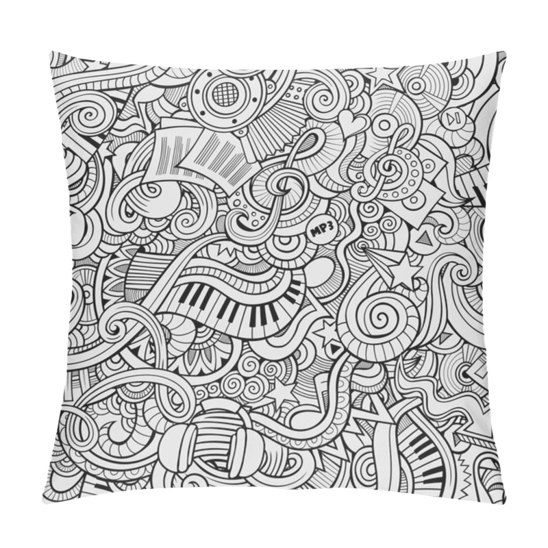 Personality  Cartoon Hand-drawn Doodles Music Seamless Pattern Pillow Covers