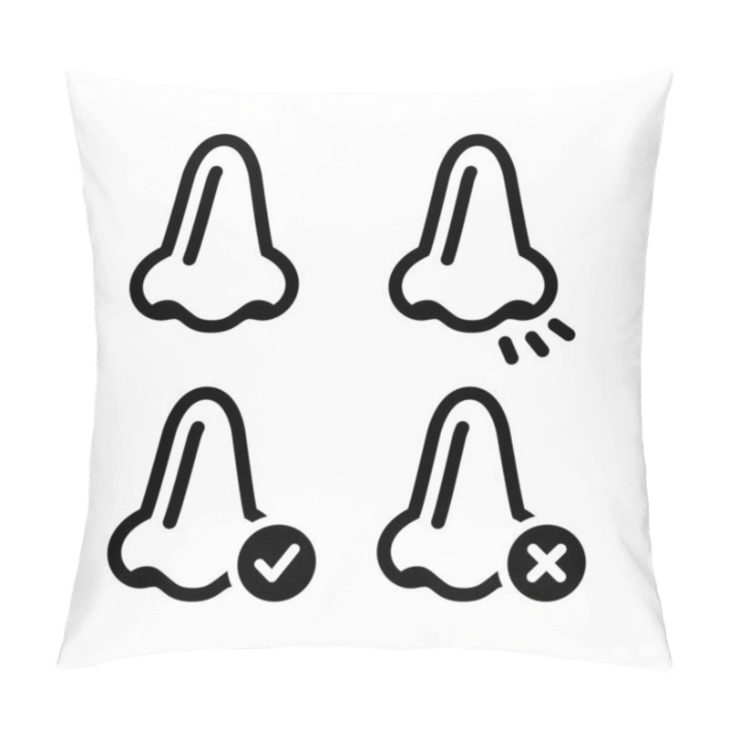 Personality  Nose Smell Vecotr Black Icons Set Pillow Covers