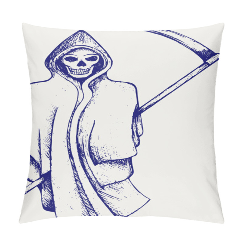 Personality  Hand Inked Grim Reaper Pillow Covers