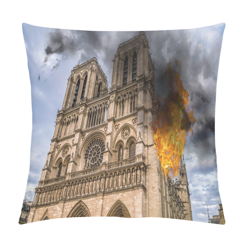 Personality  Fire At Notre Dame Cathedral Burning, Representation Pillow Covers