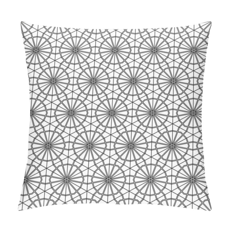 Personality  Seamless Traditional Japanese Geometric Ornament .Black And White. Pillow Covers