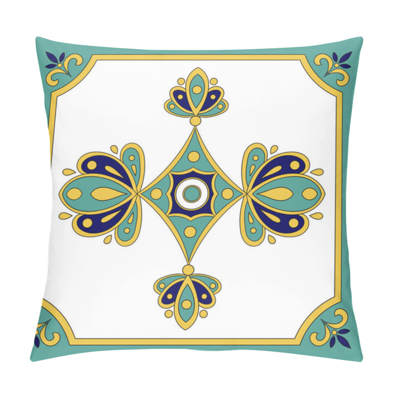 Personality  Portuguese Tiles Azulejos Pattern Vector Seamless. Traditional Tiles Ornament, Tile Design, Vector Illustration Pillow Covers