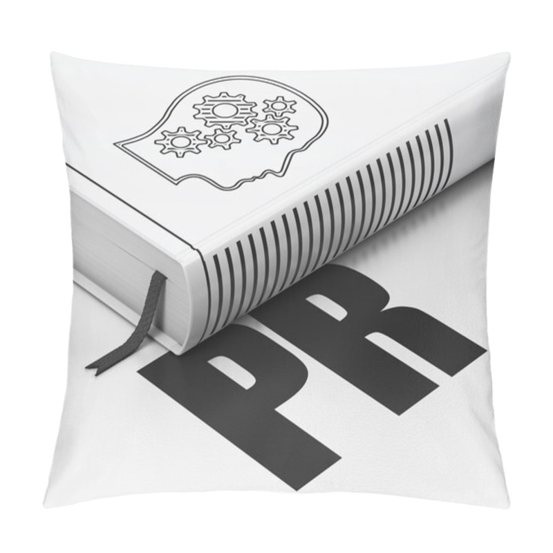 Personality  Marketing Concept: Book Head With Gears, PR On White Background Pillow Covers