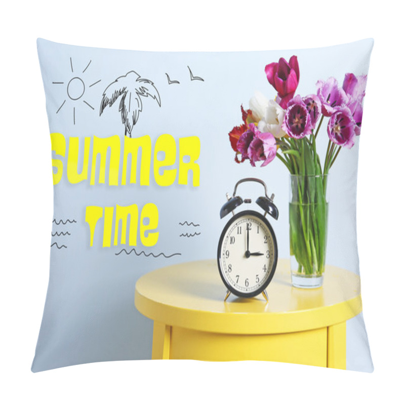 Personality  Alarm Clock With Tulips And Text Pillow Covers