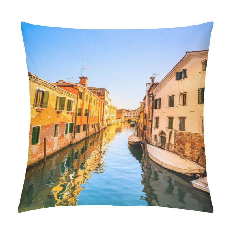 Personality  Venice Cityscape, Water Canal, Bridge And Traditional Buildings. Pillow Covers