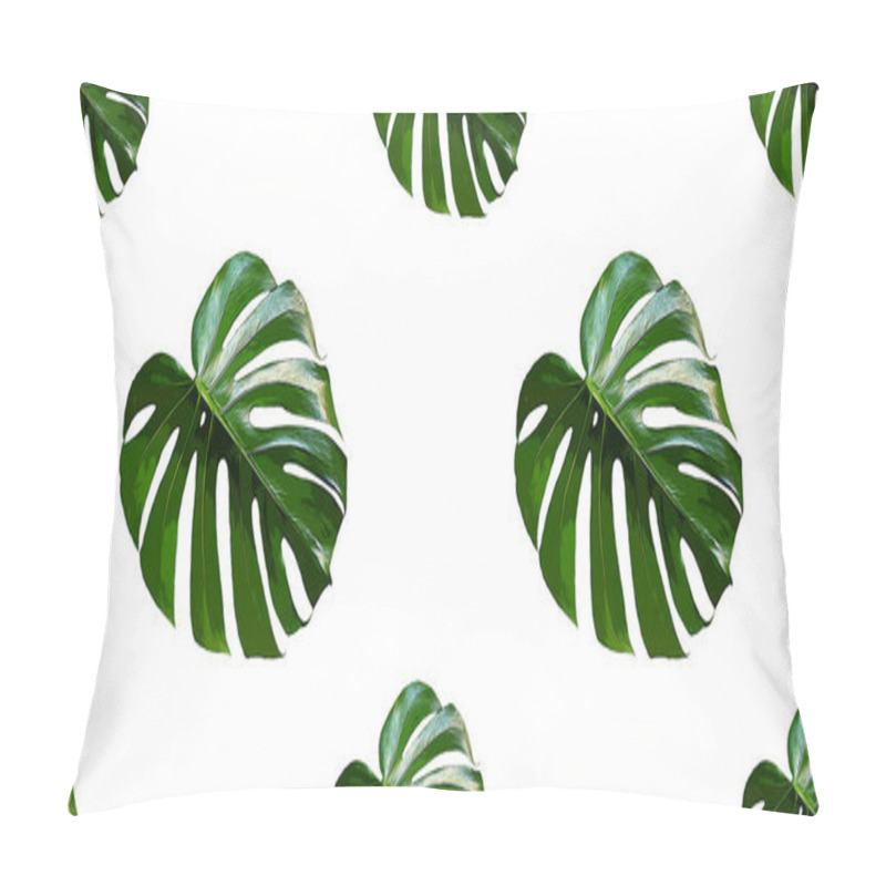 Personality  Monstera Deliciosa Leaf Seamless Pattern. Modern Tropical Background With Jungle Plants. Green Exotic Pattern With Palm Leaves Pillow Covers