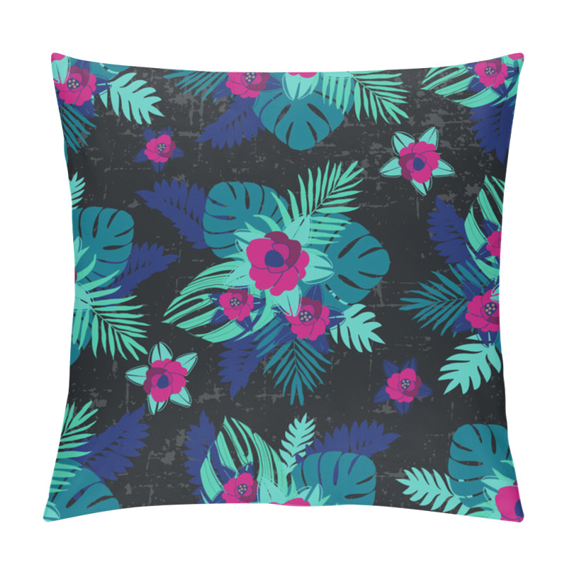 Personality  Floral Print With Grunge Texture Pillow Covers