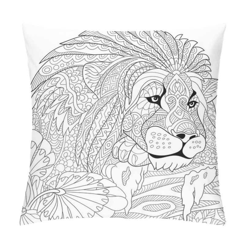 Personality  Zentangle Stylized Lion Pillow Covers