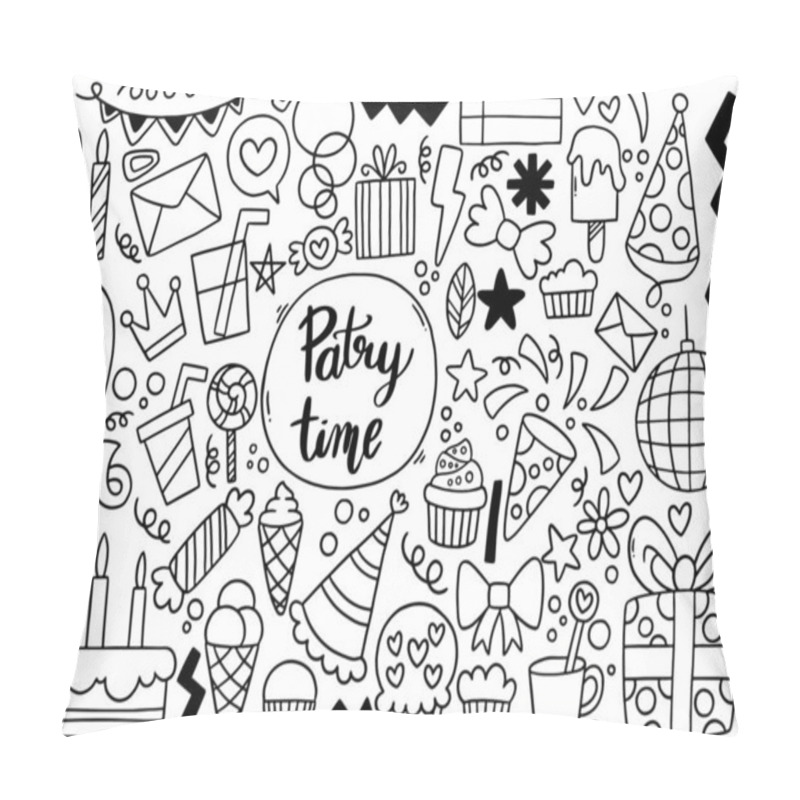 Personality  Hand Drawn Party Doodle Happy Birthday Pillow Covers