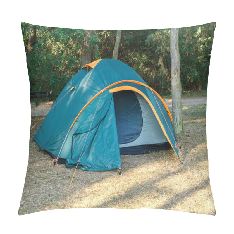 Personality  Camping Tents At Campground During Daytime In Woods Pillow Covers