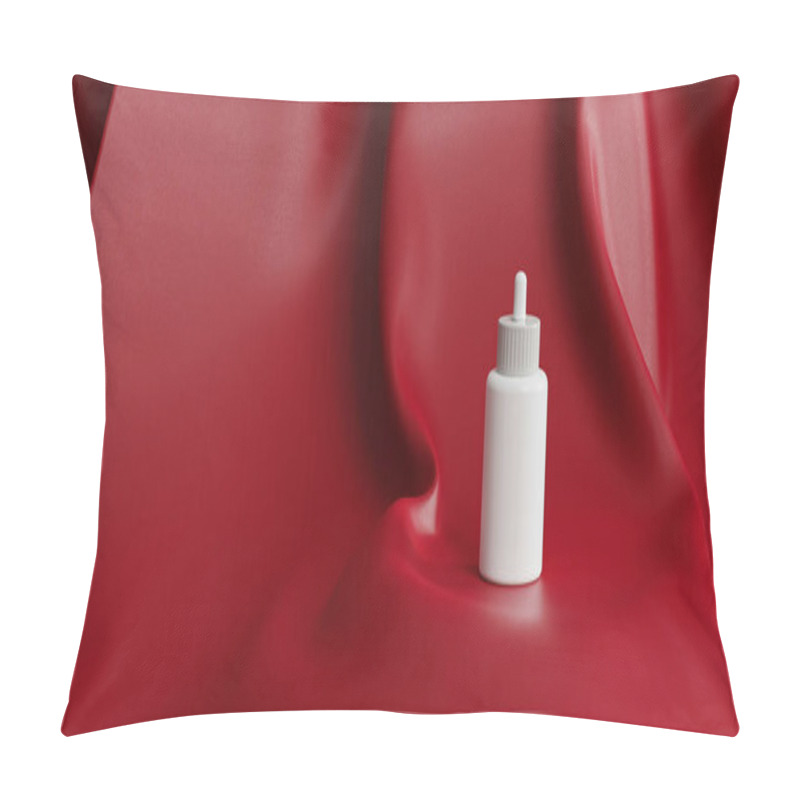 Personality  A Minimalist White Bottle Set Against A Vibrant Red Backdrop. Pillow Covers