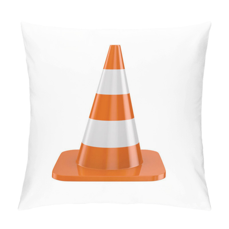 Personality  Traffic Cone On White Background. Isolated 3d Illustration Pillow Covers