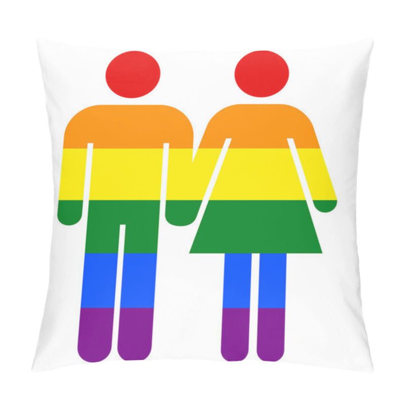 Personality  Rainbow Man & Woman Sign. Rainbow Pride Style Symbol. Concept Of Straight Relationships In LGBT Color Pillow Covers