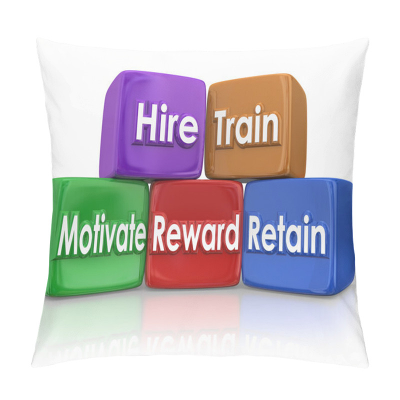 Personality  Hire, Train, Motivate, Reward And Retain Human Resources Blocks Pillow Covers