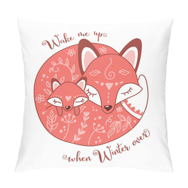 Personality  Vector Illustration Of Two Sleeping Foxes, Mother And Child. Perfect For Kids Apparel, Fabric, Textile, Nursery Decoration, Greeting Card, T-shirt Design, Print Or Poster. Pillow Covers