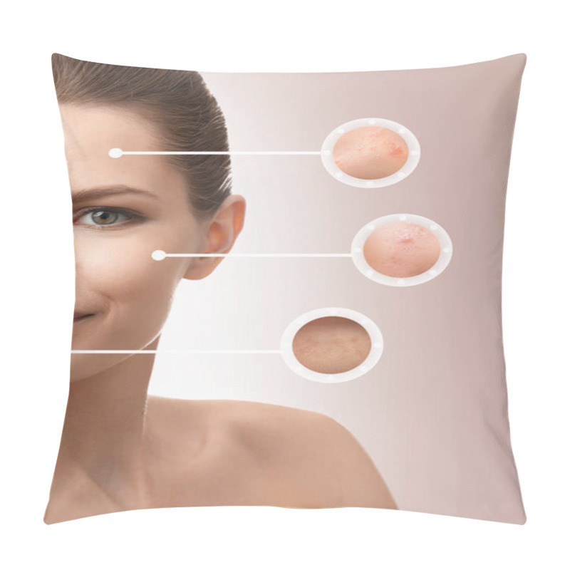 Personality  Woman Before And After Cosmetic Procedure   Pillow Covers